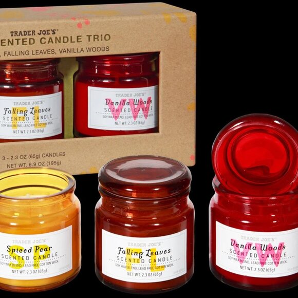 Trader Joe's Fall Scented Candle Trio NEW in BOX Limited Edition - Picture 2 of 2